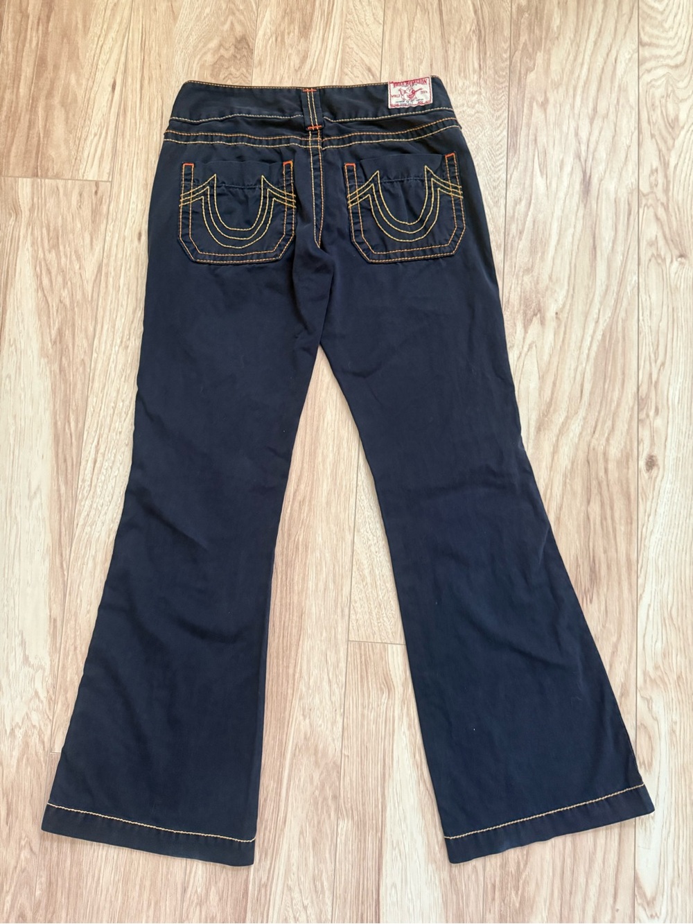 TRUE RELIGION “Big T” Flare Mid Rise Jeans Navy 31 Made in the USA